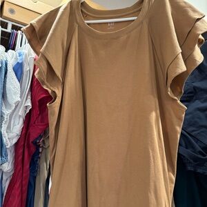GAP Women's Brown Ruffle Sleeve Tee